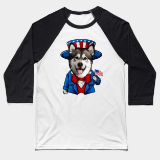 Fourth of July Alaskan Malamute Baseball T-Shirt